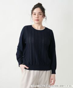 Leilian PLUS HOUSE / レリアンプラスハウス ニット・セーター | 【店舗人気】透かし編みクルーネックニット【Leilian WHITE LABEL】