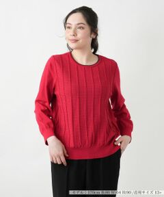 Leilian PLUS HOUSE / レリアンプラスハウス ニット・セーター | 【店舗人気】透かし編みクルーネックニット【Leilian WHITE LABEL】