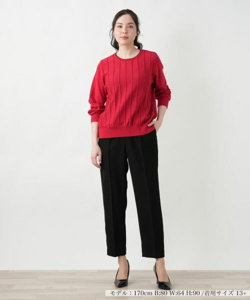 セール】 【店舗人気】透かし編みクルーネックニット【Leilian