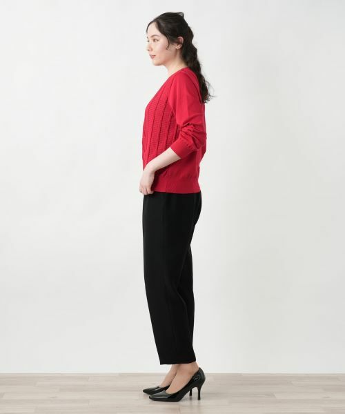 Leilian PLUS HOUSE / レリアンプラスハウス ニット・セーター | 【店舗人気】透かし編みクルーネックニット【Leilian WHITE LABEL】 | 詳細5