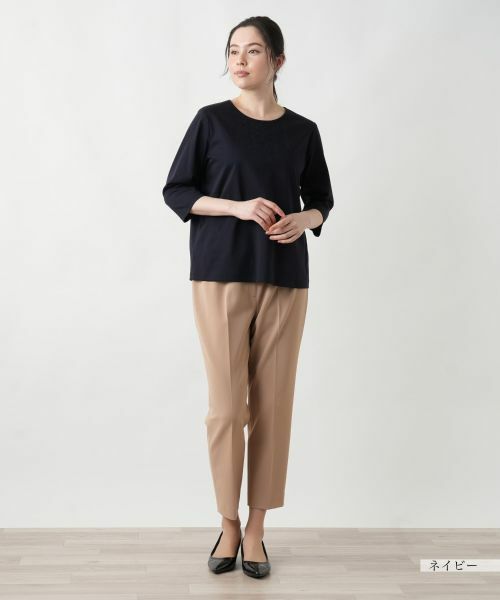 Leilian PLUS HOUSE / レリアンプラスハウス カットソー | 【店舗人気】レース刺繍七分袖カットソー【Leilian WHITE LABEL】 | 詳細1