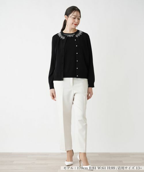 Leilian PLUS HOUSE / レリアンプラスハウス カーディガン・ボレロ | 【店舗人気】ビジューネックカーディガン | 詳細4