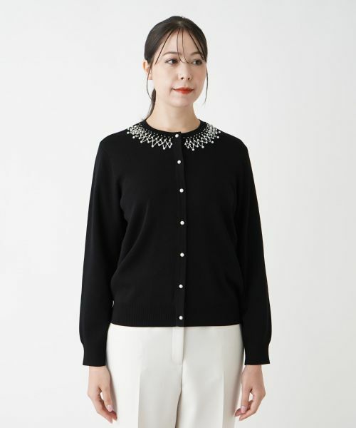 Leilian PLUS HOUSE / レリアンプラスハウス カーディガン・ボレロ | 【店舗人気】ビジューネックカーディガン | 詳細7