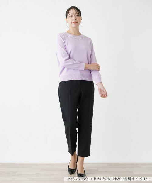 Leilian PLUS HOUSE / レリアンプラスハウス ニット・セーター | 【店舗人気】ビジューネックニット | 詳細4