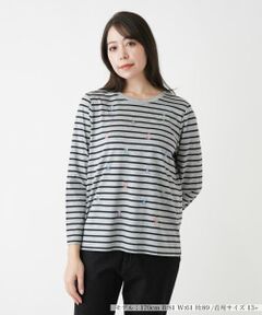 Leilian PLUS HOUSE / レリアンプラスハウス カットソー | 【店舗人気】刺繍ボーダーカットソー