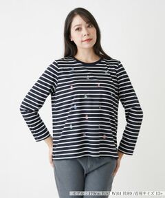 Leilian PLUS HOUSE / レリアンプラスハウス カットソー | 【店舗人気】刺繍ボーダーカットソー