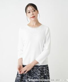 Leilian PLUS HOUSE / レリアンプラスハウス ニット・セーター | 【店舗人気】レースデザインカットソー