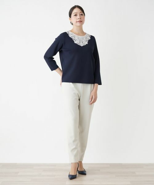 Leilian PLUS HOUSE / レリアンプラスハウス ニット・セーター | 【店舗人気】レースデザインカットソー | 詳細1