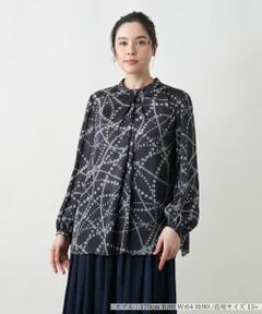 Leilian PLUS HOUSE / レリアンプラスハウス シャツ・ブラウス | 【店舗人気】プリントタックブラウス