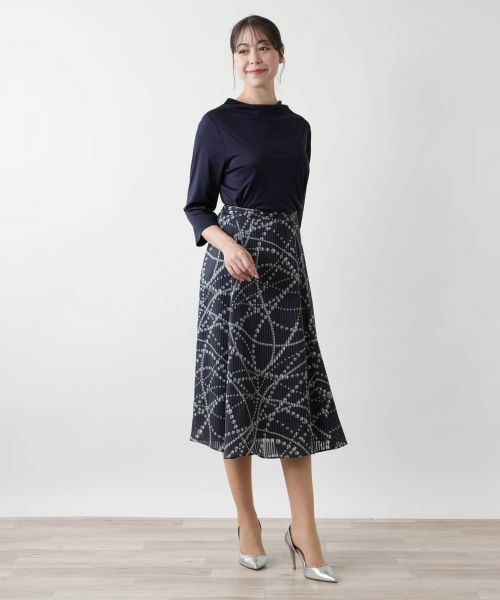 Leilian PLUS HOUSE / レリアンプラスハウス ミニ・ひざ丈スカート | 【店舗人気】プリントミモレスカート | 詳細1