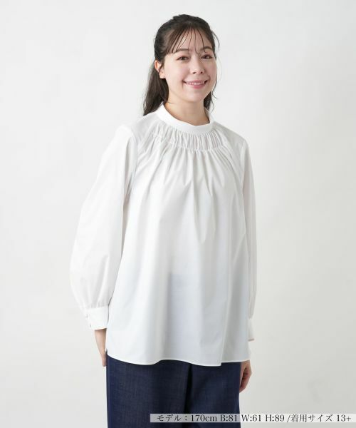 Leilian PLUS HOUSE / レリアンプラスハウス シャツ・ブラウス | 【店舗人気】スタンドカラーブラウス(アイボリー)
