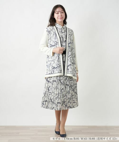 Leilian PLUS HOUSE / レリアンプラスハウス カーディガン・ボレロ | 【店舗人気】プリントドッキングカーディガン | 詳細4