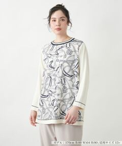 Leilian PLUS HOUSE / レリアンプラスハウス ニット・セーター | 【店舗人気】プリントドッキングニット