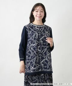 Leilian PLUS HOUSE / レリアンプラスハウス ニット・セーター | 【店舗人気】プリントドッキングニット