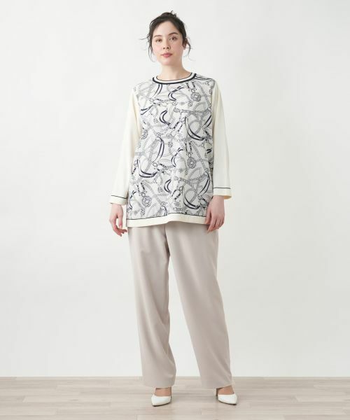 Leilian PLUS HOUSE / レリアンプラスハウス ニット・セーター | 【店舗人気】プリントドッキングニット | 詳細11