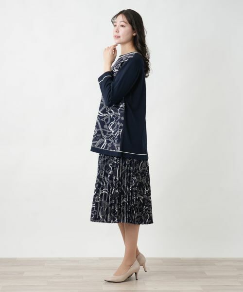 Leilian PLUS HOUSE / レリアンプラスハウス ニット・セーター | 【店舗人気】プリントドッキングニット | 詳細2