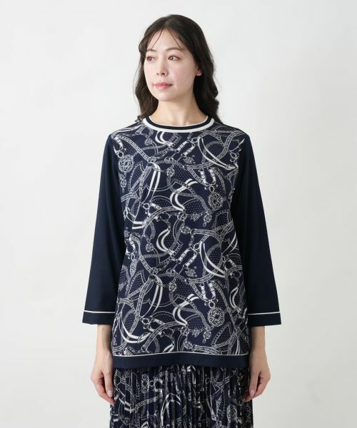 Leilian PLUS HOUSE / レリアンプラスハウス ニット・セーター | 【店舗人気】プリントドッキングニット | 詳細4