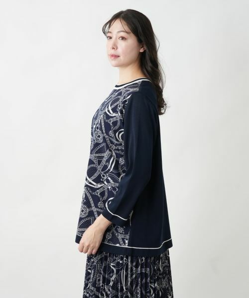 Leilian PLUS HOUSE / レリアンプラスハウス ニット・セーター | 【店舗人気】プリントドッキングニット | 詳細5