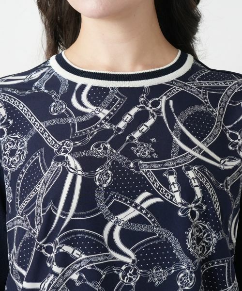 Leilian PLUS HOUSE / レリアンプラスハウス ニット・セーター | 【店舗人気】プリントドッキングニット | 詳細7