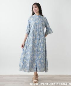 Leilian PLUS HOUSE / レリアンプラスハウス ドレス | 【店舗人気】カットワーク刺繍フレアワンピース-BLUBIANCO