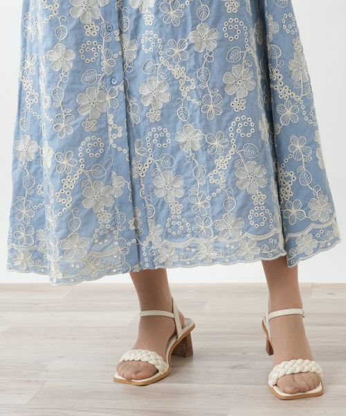 Leilian PLUS HOUSE / レリアンプラスハウス ドレス | 【店舗人気】カットワーク刺繍フレアワンピース-BLUBIANCO | 詳細11