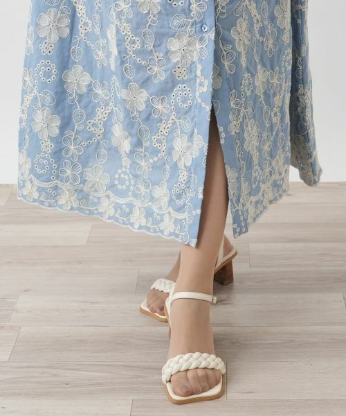 Leilian PLUS HOUSE / レリアンプラスハウス ドレス | 【店舗人気】カットワーク刺繍フレアワンピース-BLUBIANCO | 詳細12