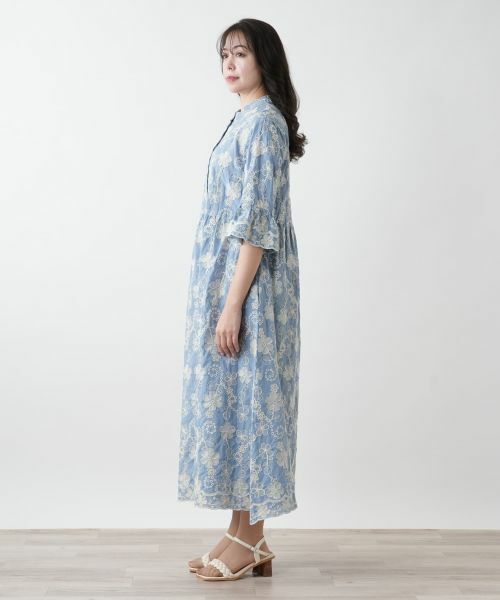 Leilian PLUS HOUSE / レリアンプラスハウス ドレス | 【店舗人気】カットワーク刺繍フレアワンピース-BLUBIANCO | 詳細5