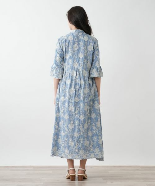 Leilian PLUS HOUSE / レリアンプラスハウス ドレス | 【店舗人気】カットワーク刺繍フレアワンピース-BLUBIANCO | 詳細6