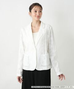 Leilian PLUS HOUSE / レリアンプラスハウス テーラードジャケット | カットワーク刺繍ジャケット-BLUBIANCO