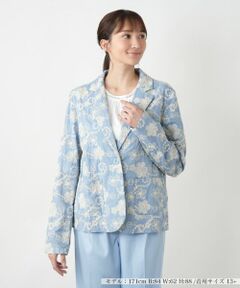 Leilian PLUS HOUSE / レリアンプラスハウス テーラードジャケット | カットワーク刺繍ジャケット-BLUBIANCO