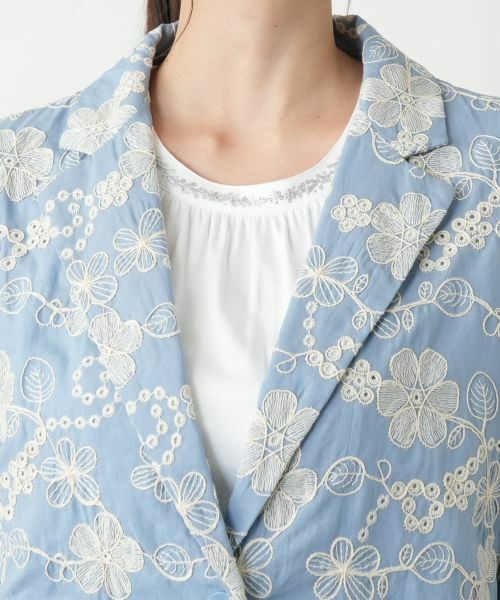 Leilian PLUS HOUSE / レリアンプラスハウス テーラードジャケット | カットワーク刺繍ジャケット-BLUBIANCO | 詳細10