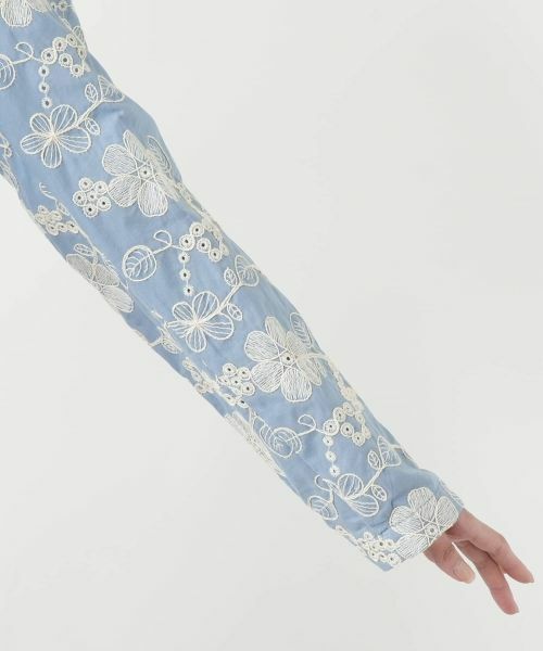 Leilian PLUS HOUSE / レリアンプラスハウス テーラードジャケット | カットワーク刺繍ジャケット-BLUBIANCO | 詳細12