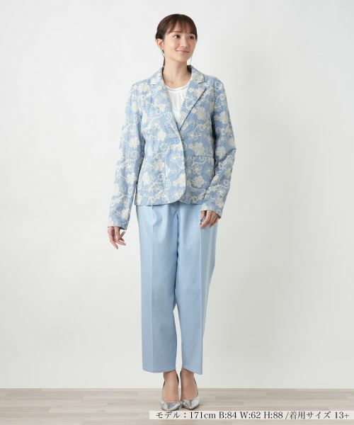 Leilian PLUS HOUSE / レリアンプラスハウス テーラードジャケット | カットワーク刺繍ジャケット-BLUBIANCO | 詳細4