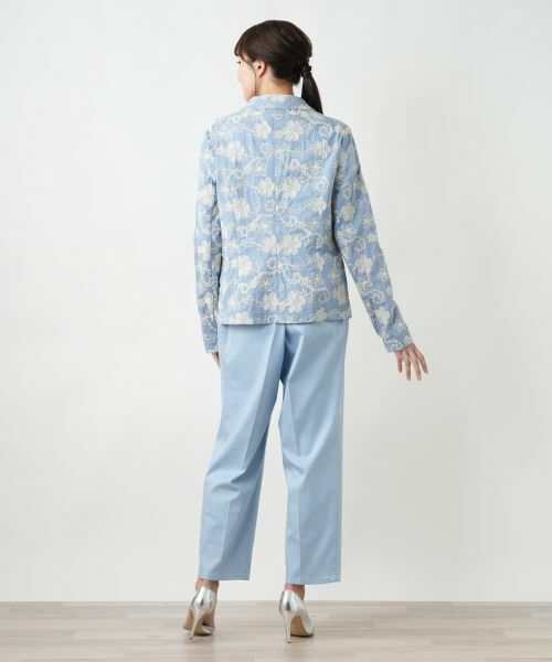 Leilian PLUS HOUSE / レリアンプラスハウス テーラードジャケット | カットワーク刺繍ジャケット-BLUBIANCO | 詳細6