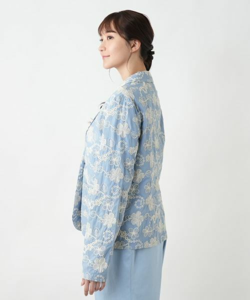 Leilian PLUS HOUSE / レリアンプラスハウス テーラードジャケット | カットワーク刺繍ジャケット-BLUBIANCO | 詳細8