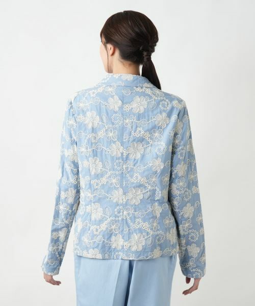 Leilian PLUS HOUSE / レリアンプラスハウス テーラードジャケット | カットワーク刺繍ジャケット-BLUBIANCO | 詳細9