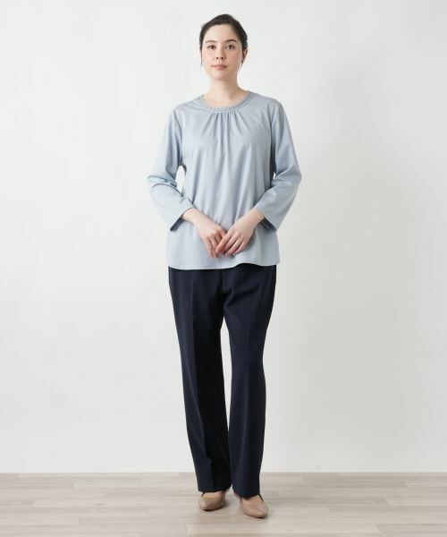 Leilian PLUS HOUSE / レリアンプラスハウス カットソー | 【店舗人気】タックカットソー【Leilian WHITE LABEL】 | 詳細1