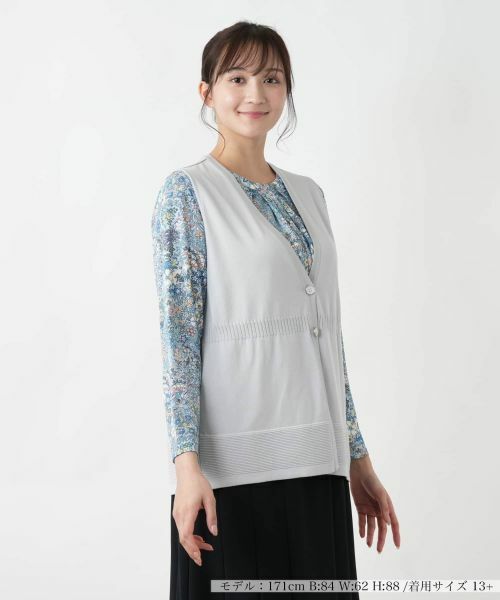 Leilian PLUS HOUSE/レリアンプラスハウス 【店舗人気】Vネックニットベスト【Leilian WHITE LABEL】 グレー 13+ Leilian PLUS HOUSE/レリアンプラスハウス 【店舗人気】Vネックニットベスト【Leilian WHITE LABEL】 グレー 13+