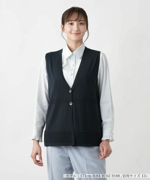 Leilian PLUS HOUSE/レリアンプラスハウス 【店舗人気】Vネックニットベスト【Leilian WHITE LABEL】 ネイビー 17+ Leilian PLUS HOUSE/レリアンプラスハウス 【店舗人気】Vネックニットベスト【Leilian WHITE LABEL】 ネイビー 17+