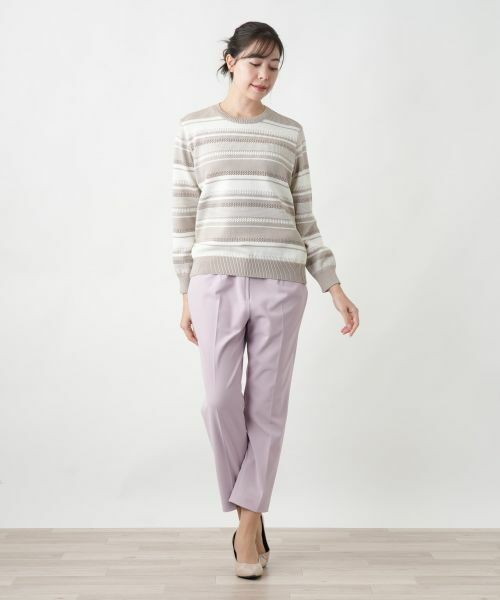Leilian PLUS HOUSE / レリアンプラスハウス ニット・セーター | 【店舗人気】マルチボーダークルーネックニット | 詳細1