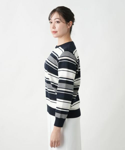 Leilian PLUS HOUSE / レリアンプラスハウス ニット・セーター | 【店舗人気】マルチボーダークルーネックニット | 詳細8