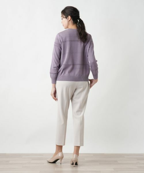 Leilian PLUS HOUSE / レリアンプラスハウス ニット・セーター | 【店舗人気】ペイズリー柄切替クルーネックニット【ROCHAS Premiere】 | 詳細3