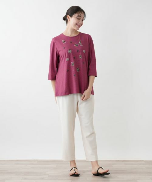 Leilian PLUS HOUSE / レリアンプラスハウス カットソー | 【店舗人気】刺繍ボーダーカットソー【プラス企画】 | 詳細1