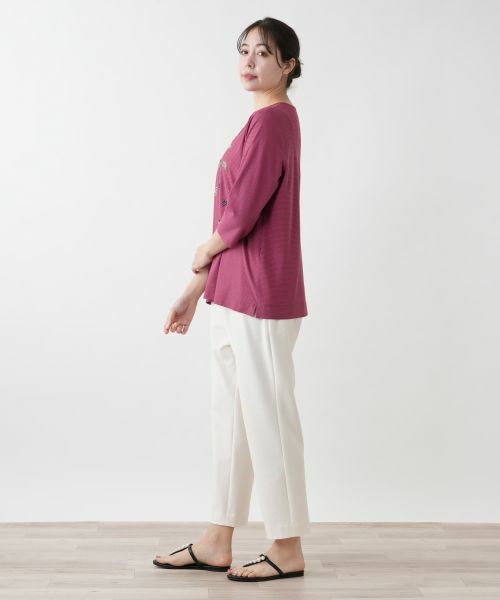 Leilian PLUS HOUSE / レリアンプラスハウス カットソー | 【店舗人気】刺繍ボーダーカットソー【プラス企画】 | 詳細2