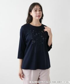 Leilian PLUS HOUSE / レリアンプラスハウス カットソー | 【店舗人気】フラワー刺繍カットソー【プラス企画】