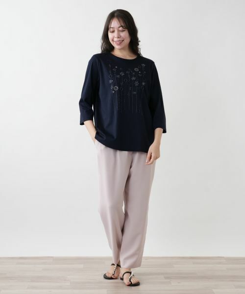 Leilian PLUS HOUSE / レリアンプラスハウス カットソー | 【店舗人気】フラワー刺繍カットソー【プラス企画】 | 詳細1