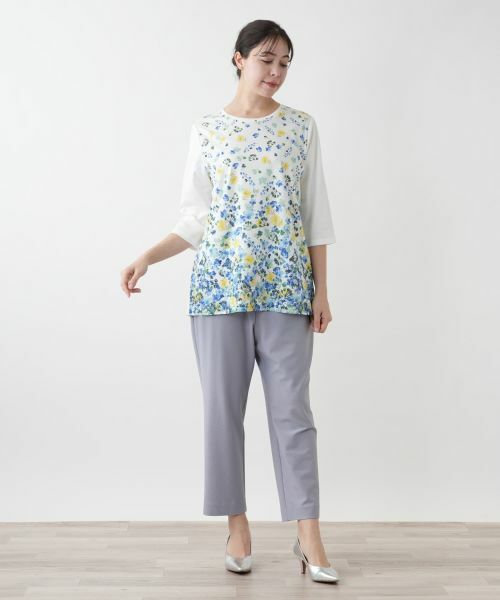 Leilian PLUS HOUSE / レリアンプラスハウス カットソー | 【店舗人気】フラワープリントカットソー【プラス企画】 | 詳細1