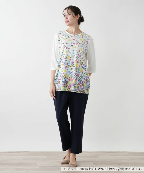 Leilian PLUS HOUSE / レリアンプラスハウス カットソー | 【店舗人気】フラワープリントカットソー【プラス企画】 | 詳細4