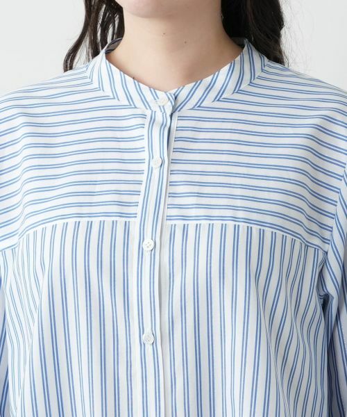 Leilian PLUS HOUSE / レリアンプラスハウス シャツ・ブラウス | 【店舗人気】スタンドカラーストライプシャツ【プラス企画】 | 詳細10