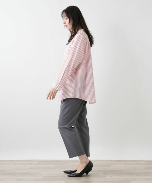 Leilian PLUS HOUSE / レリアンプラスハウス シャツ・ブラウス | 【店舗人気】スタンドカラーストライプシャツ【プラス企画】 | 詳細2